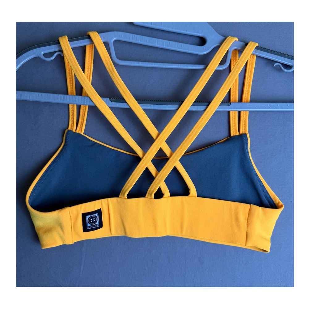 Jolyn Fendricks Suit Yellow Cross Back Swim Bikini Top Women Small UPF 50+